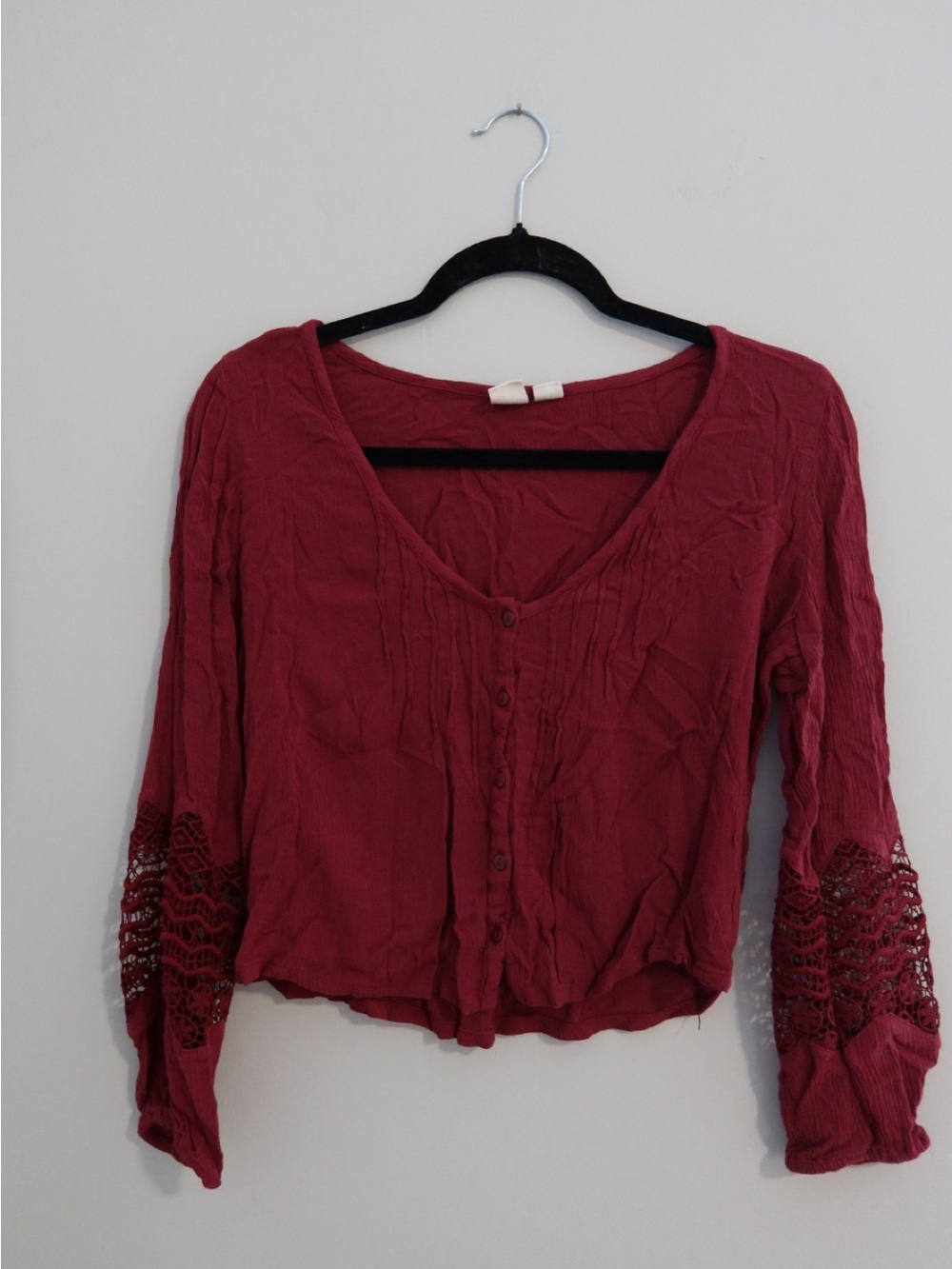 Roxy Rose-Mauve Button-Front Long Sleeve Top